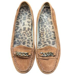 Vionic Shoes Womens Size 7 Brown‎ Suede Moccasin Chain Loafer Flats Comfort